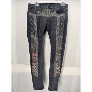 BDG Women's Charcoal Gray Full Leg Embroidered Jeans 32x28 Urban Outfitters EUC